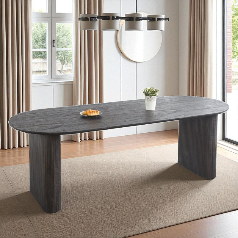 Table de salle à manger extensible avec 2 rallonges amovibles, Noir