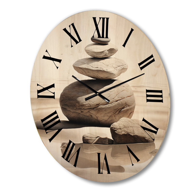 Photo plage harmonieuse Balance VI - Horloge murale plage en bois surdimensionnée, Moyenne