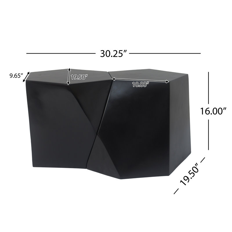 Zayd Modern MGO End Table Set With Geometric Design, Black