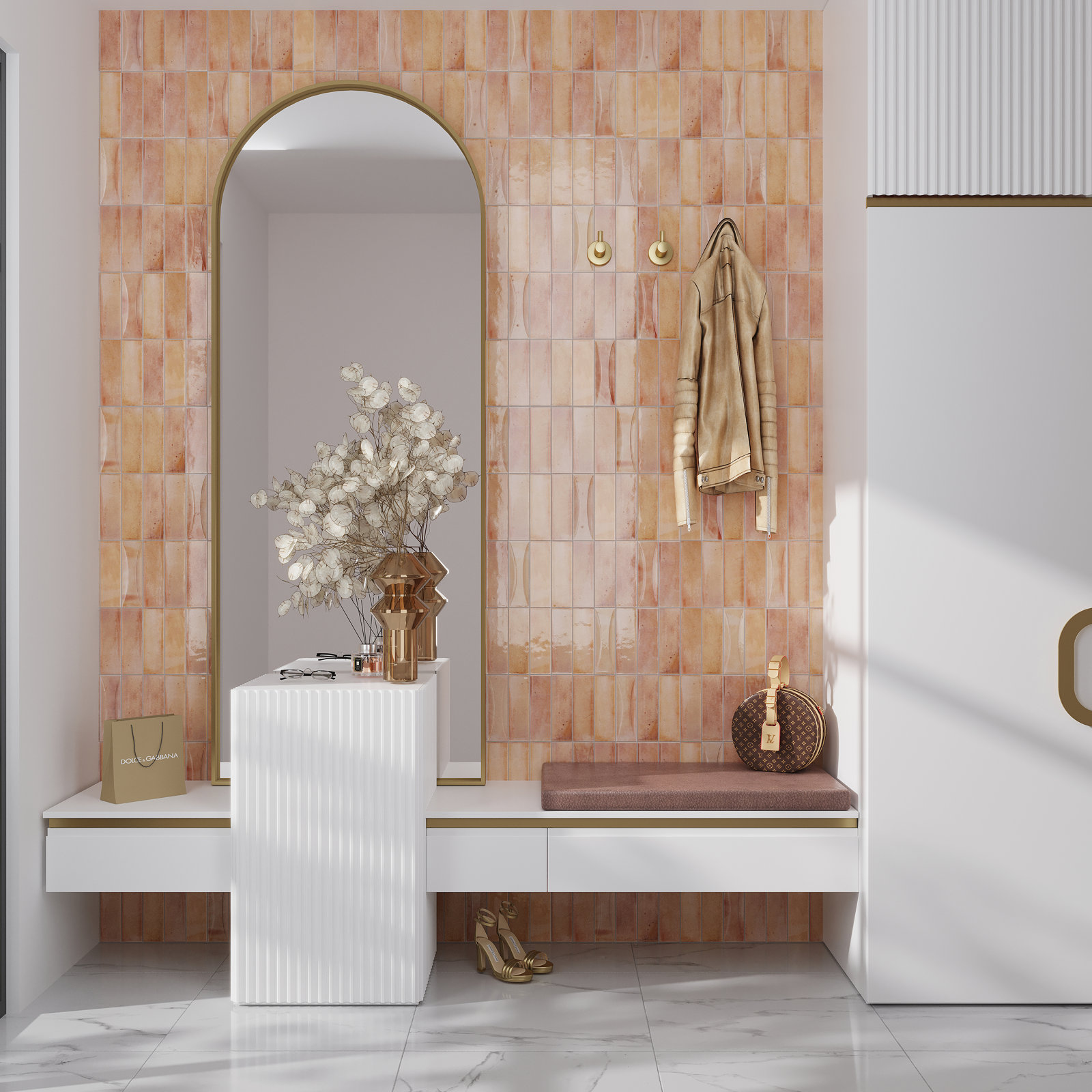 Antiek 3" x 8" Ceramic Subway Tile, Pink