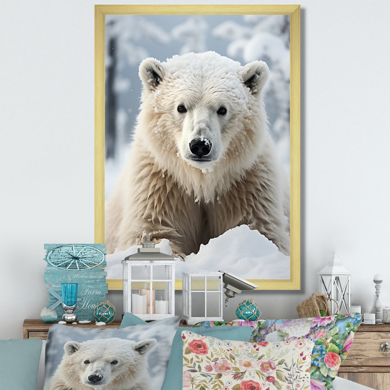 Beckah Alaska, rencontre polaire sur toile, H 20 po x l 12 po x P 1 po, Encadrement doré