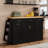 Multi-Functional Storage Sideboard, Trash Can Storage, Sliding Door Cabinet & 3-Tier Spice Rack,Kitchen Island Table For Kitchen, Dining Room-497715502