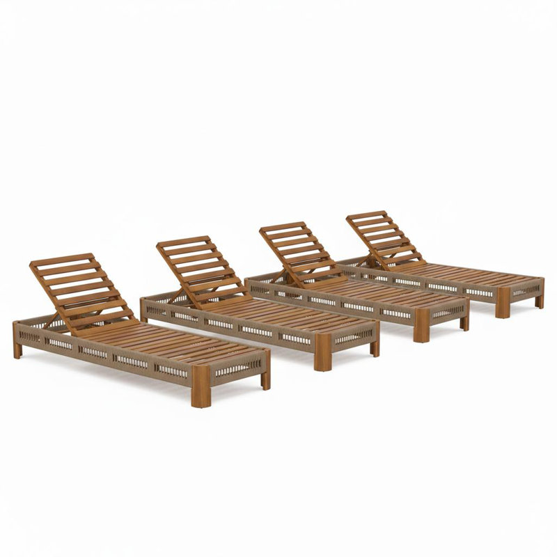 Chaise longue d'extérieur en bois d'acacia Ungar Modern, 4