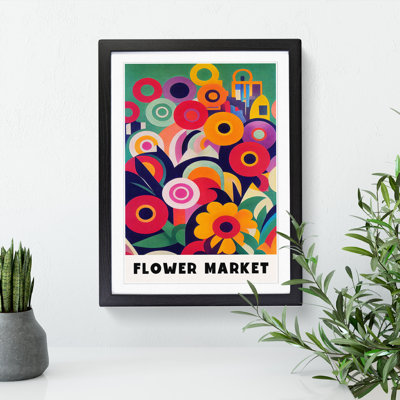 Retro Flower Market Exhibition No.1 - Single Picture Frame Print on Wood