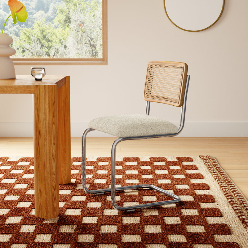 Walsh Boucle Side Chair, White Boucle, Chrome