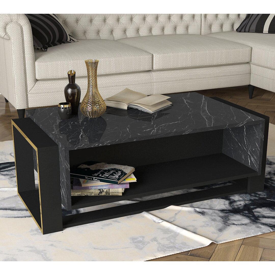Alessia Frame Coffee Table with Storage black,brown,yellow