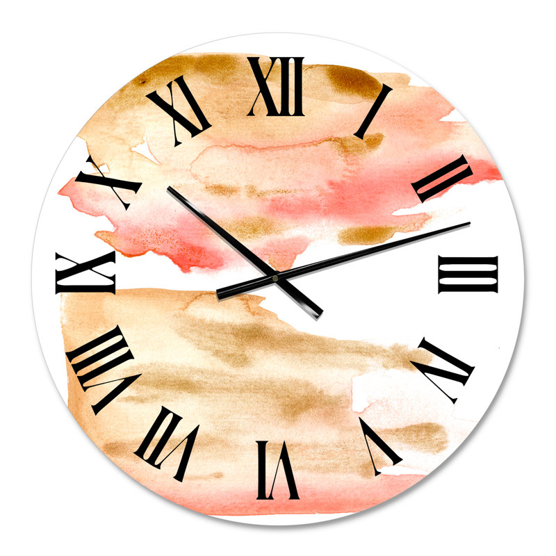 Rose, or, rouge, nuage abstrait beige - horloge murale moderne, Petit