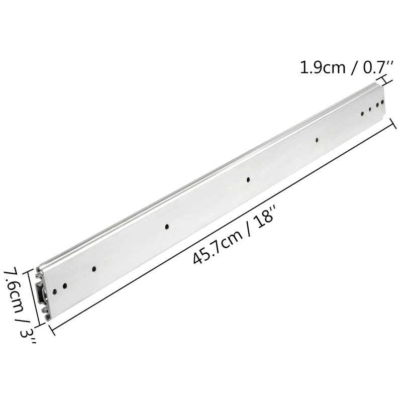 Glissières de tiroir robustes 18 po avec roulement à billes 500 lb avec verrou, H 0,7 po x l 18 po x P 3 po