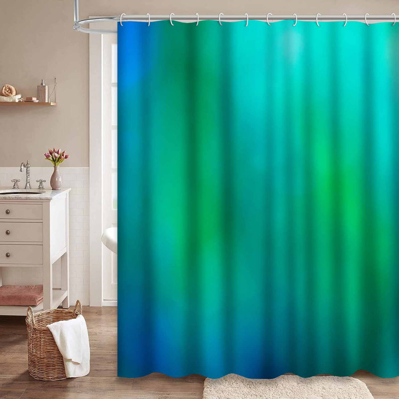 Rideau de douche vert avec 12 crochets, L 72 po x l 72 po