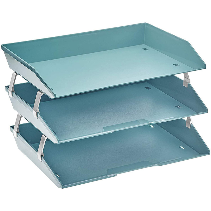 Chardon Plastic Stackable File Organizer, Solid Green
