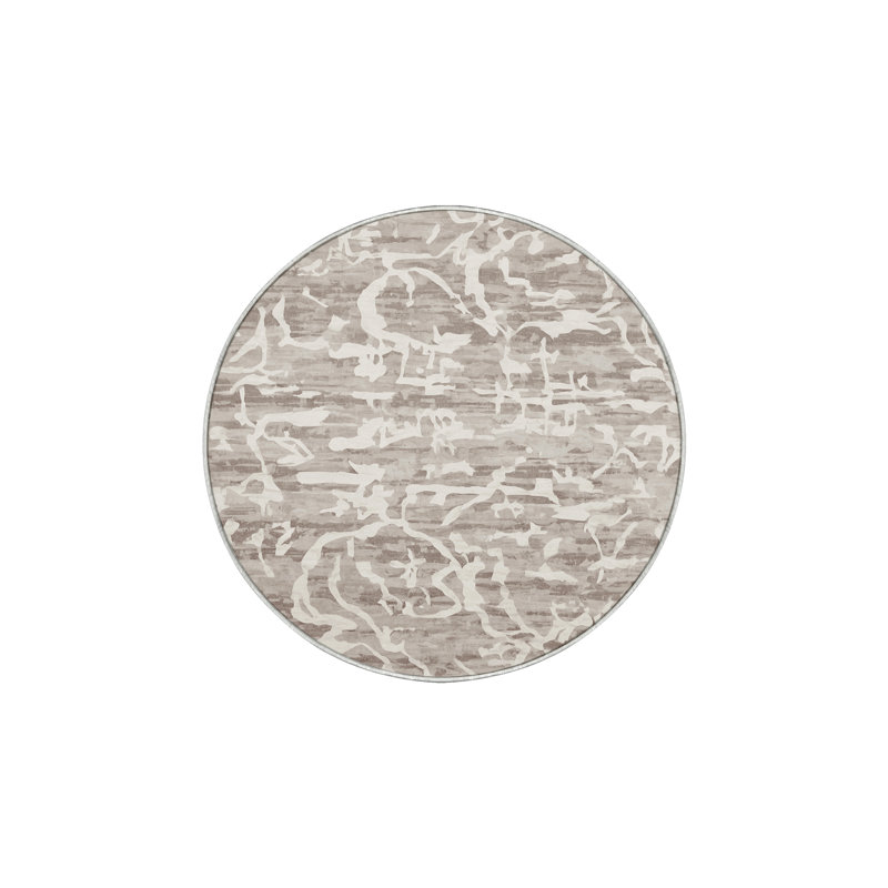 Machine Washable Beige Area Rug, Round 5'