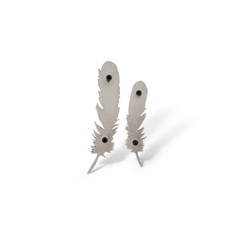 2 Piece Feathers Leaf Resin Wall Décor Set, Silver