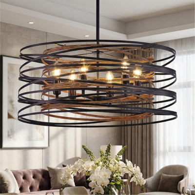 Adjustable Industrial Farmhouse Drum Pendant Light