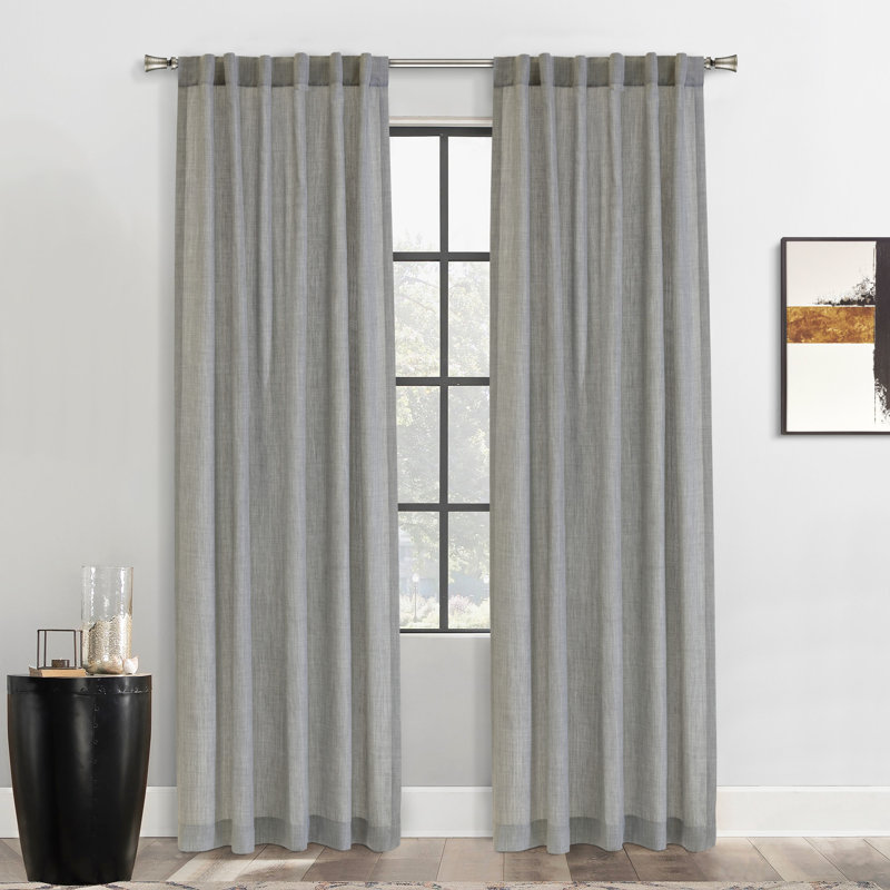 Johnstown Light Filtering Dual Header Curtain Panel 52 x 108 in Silver, 52" W x 108" L