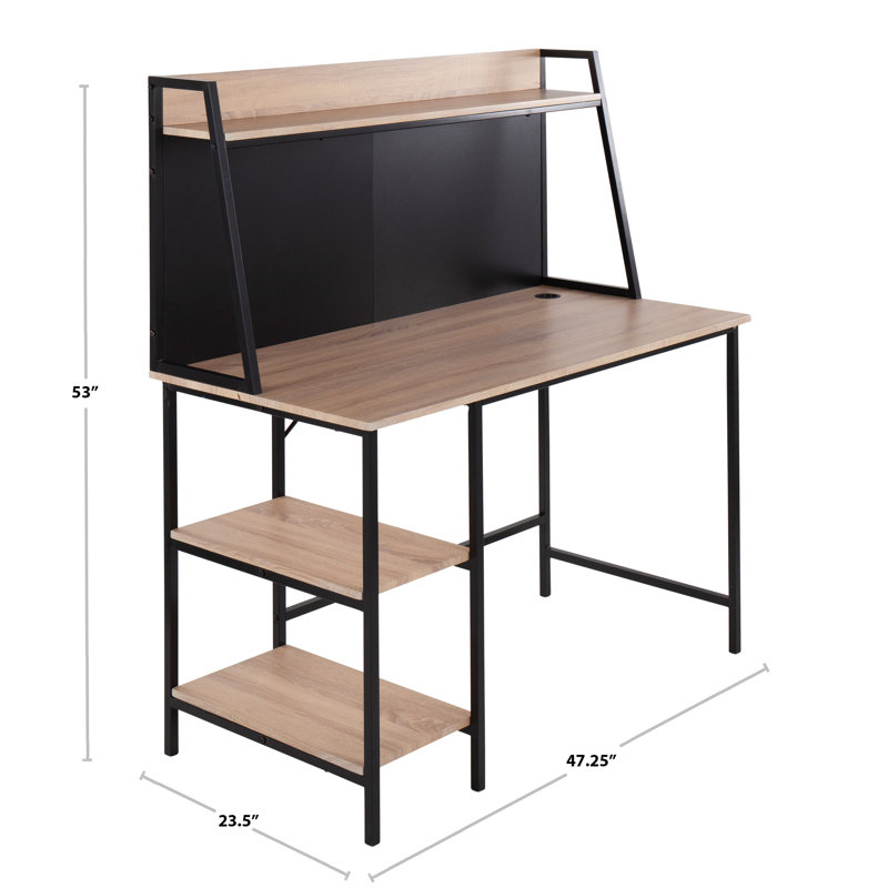 Bureau avec tablettes Avenell, Naturel/noir