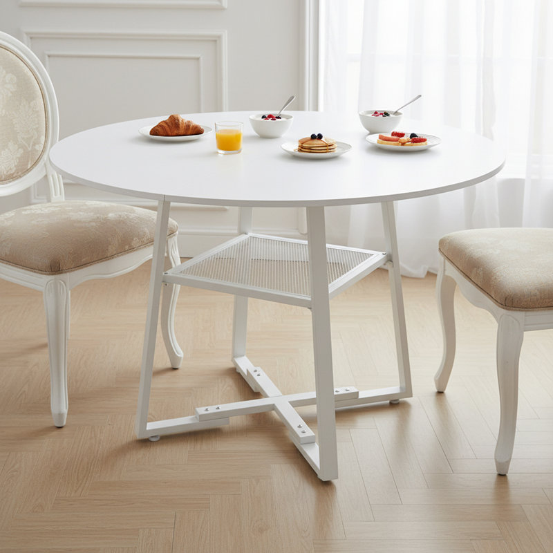 Metal Base Dining Table, White