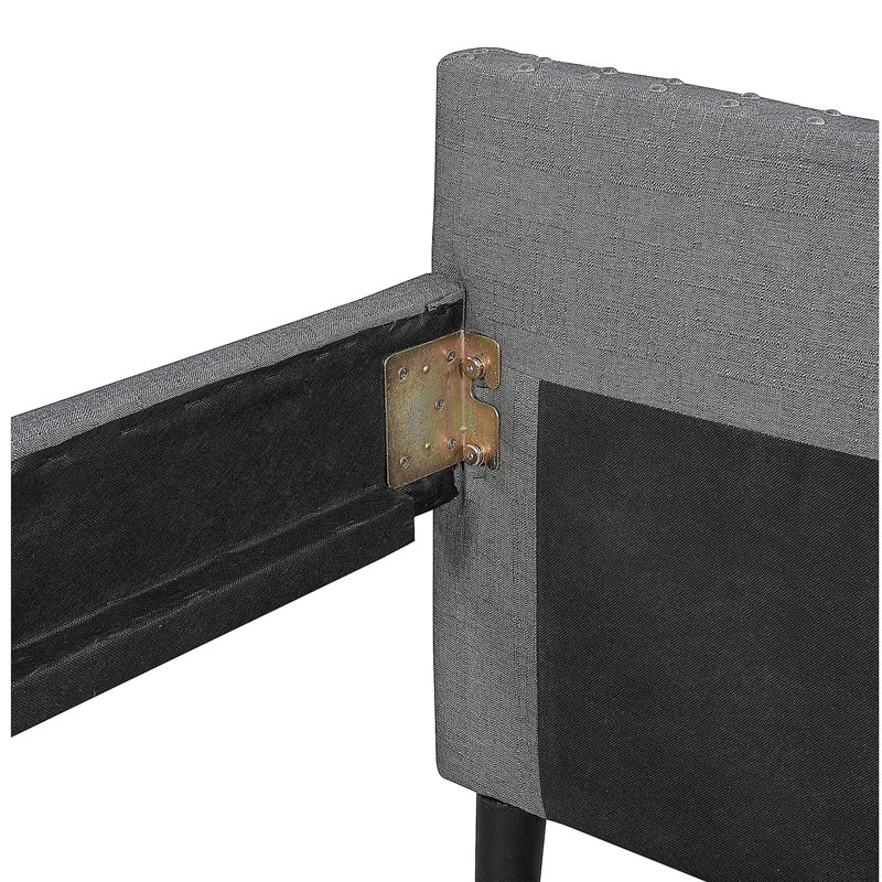 Canapé-lit en tissu avec deux tiroirs, base de lit en bois, gris, double, Gris