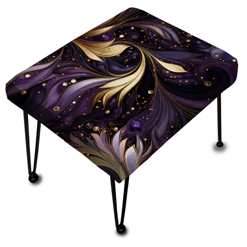 Gold And Purple Amethyst Marble Pattern - Marble Rectangle Ottoman