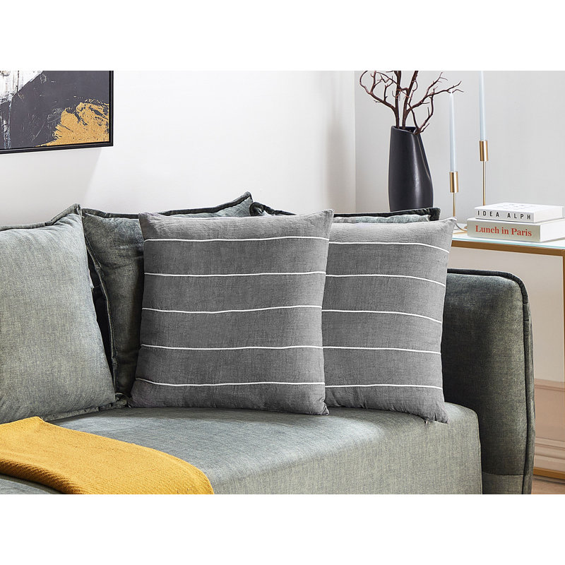 Berklie Striped Square Throw Cushion, Grey