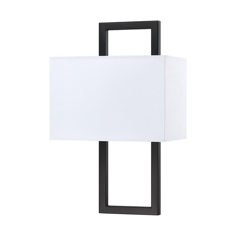 Applique murale noire 2 lumières avec abat-jour blanc