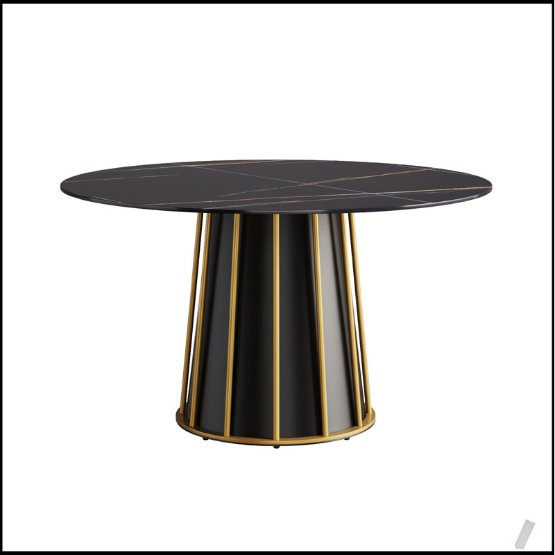 Table de salle à manger ronde Modern, H 29,53 po x L 53,15 po x l 53,15 po, Noir