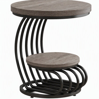 Table de bout ronde, table d'appoint 2 niveaux