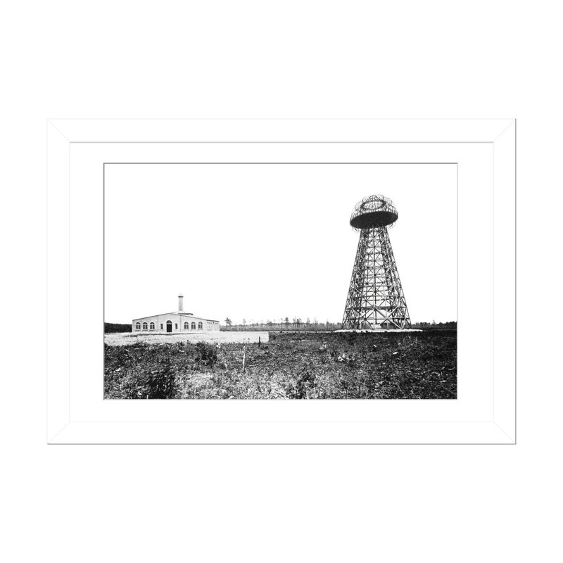 Reproduction d'art mural de la tour de Tesenc, Wardenclyffe Tower, années 1900, 32" x 24", Framed Paper, White