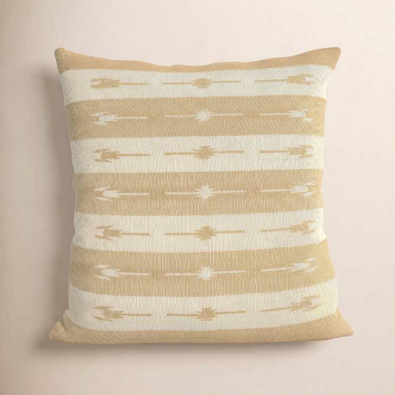 Coussin 100% coton Estela, Brun très clair / crème, Housse de coussin seulement - sans coussin