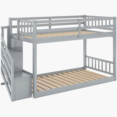 Bunk Bed with Storage Ladder, Grey