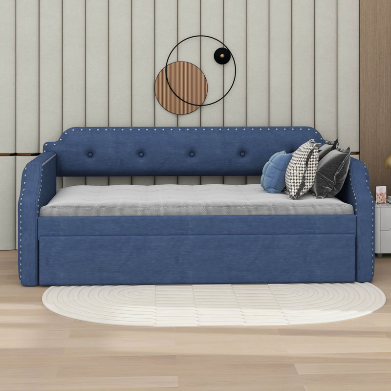 Twin Size Daybed With Trundle, Blue