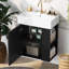 Meuble-lavabo moderne avec lavabo en céramique et porte à motif de vagues-299593350