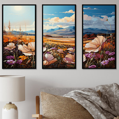 Fleurs mauves colorées dans un ensemble de fleurs d'art dans les Prairies du Nevada II