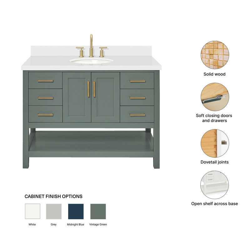 Magnolia Bath Vanity Rectangular Basin S049SWQ, Oval, Vintage Green