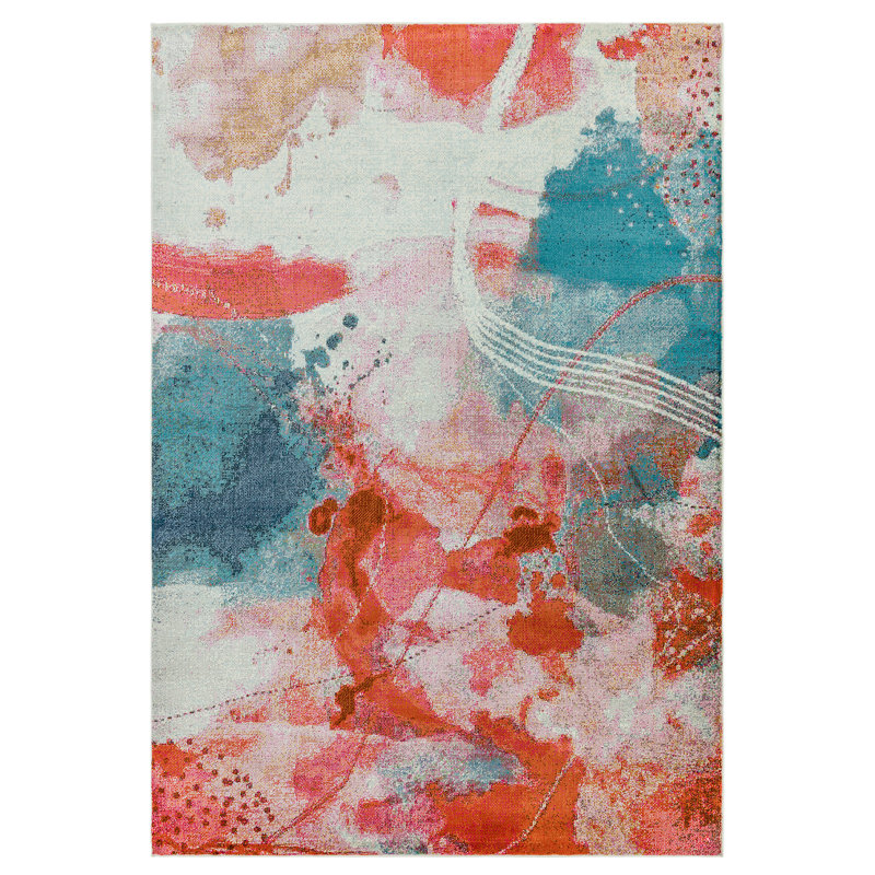 Lara Sundown Power Loom Red/Blue Rug, Rectangle 200 x 290cm