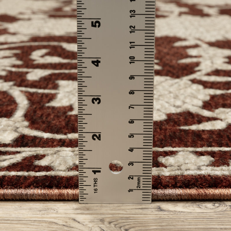 Elimelech Updated Traditional Floral Rust Red/ Beige Area Rug, Rectangle 6'7" x 9'9"