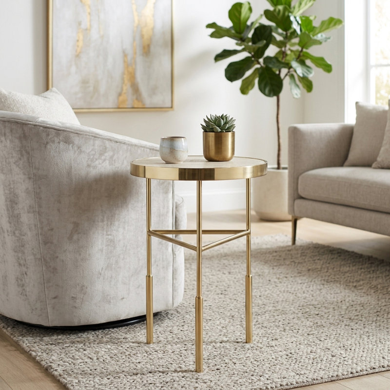 Table de bout chic avec plateau mince en travertin Chic