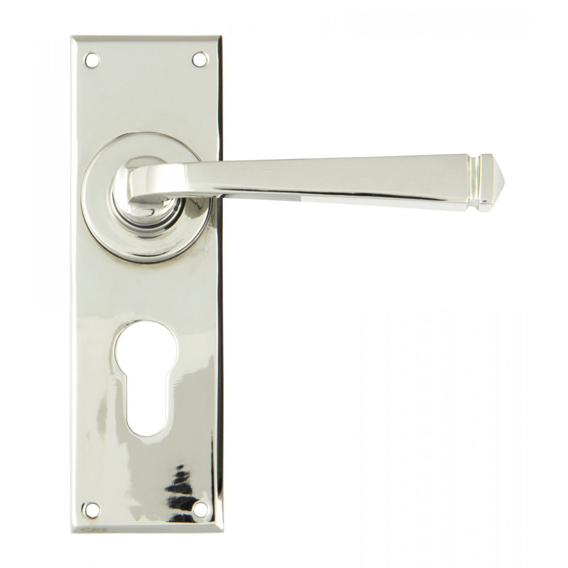 Avon Lock Door Handle Kit, Polished Nickel