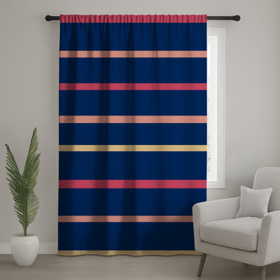 Horizontal Striped Pattern Window Curtains, Stripes Sheer & Blockout Curtains - 1 Panel