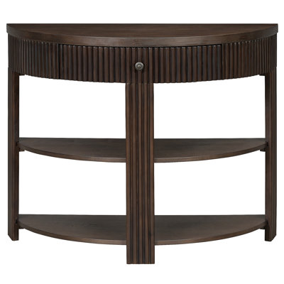 Console cannelée demi-lune avec tiroir et 2 tablettes pour le hall d'entrée, le salon et le couloir