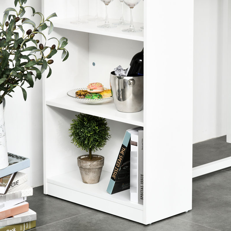 Table de bar de cuisine blanche à hauteur de comptoir avec 3 tablettes pour la salle à manger et le salon, 3 tablettes de rangement modernes, blanc, par pièce