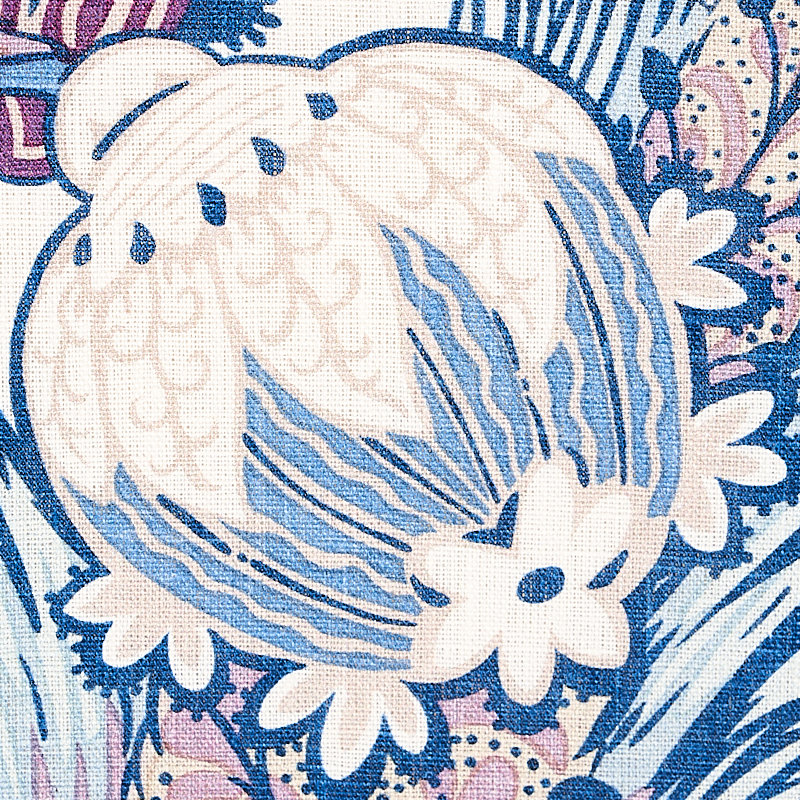 Zanzibar Linen Print Fabric, Hyacinth