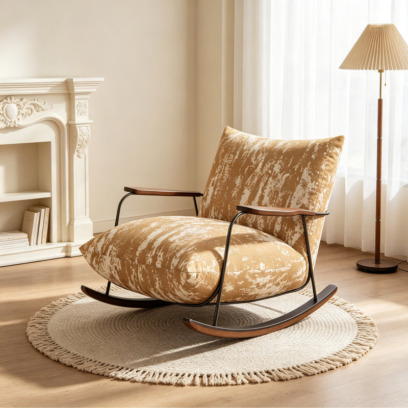 Chaise berçante simple en tissu d'ameublement en suède, Orange