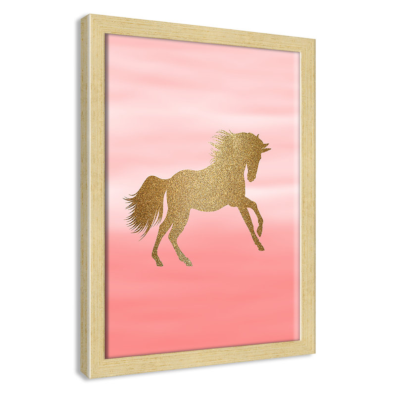 Art encadré ombré rose 1 ', H 14 po x l 10 po x P 1,18 po, Encadré de boîte champagne