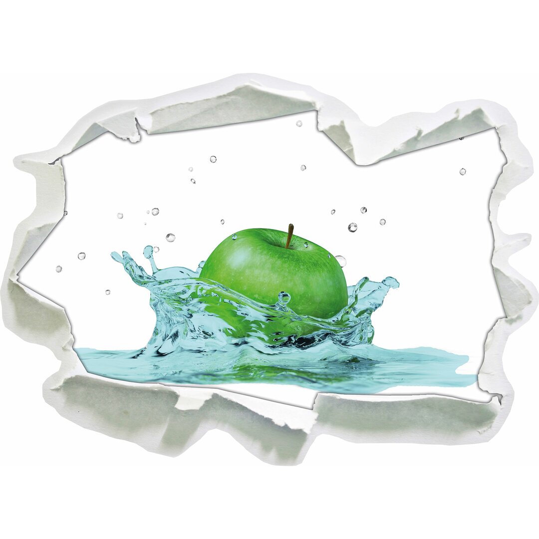 Wandtattoo Green Apple Grüner Apfel fällt in Wasser