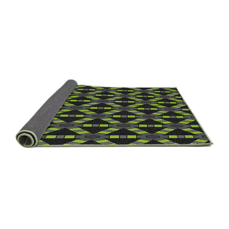 Tapis noir/vert à motifs, Rond 4 pi