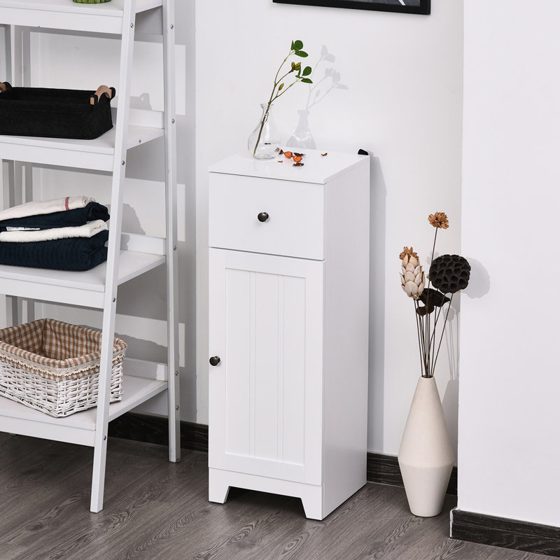 Bathroom Floor Cabinet With Adjustable Shelf And Drawer - White Color Simple Decoration