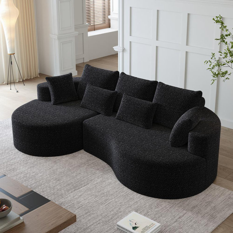 105'' Upholstered Sectional, Left Hand Facing, Black