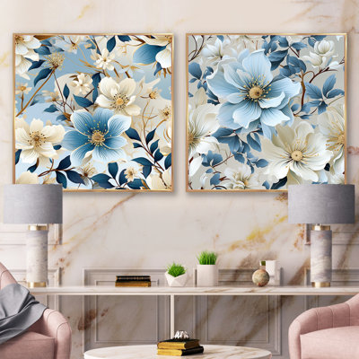 Gamache - Ensemble de 2 collages carrés floraux