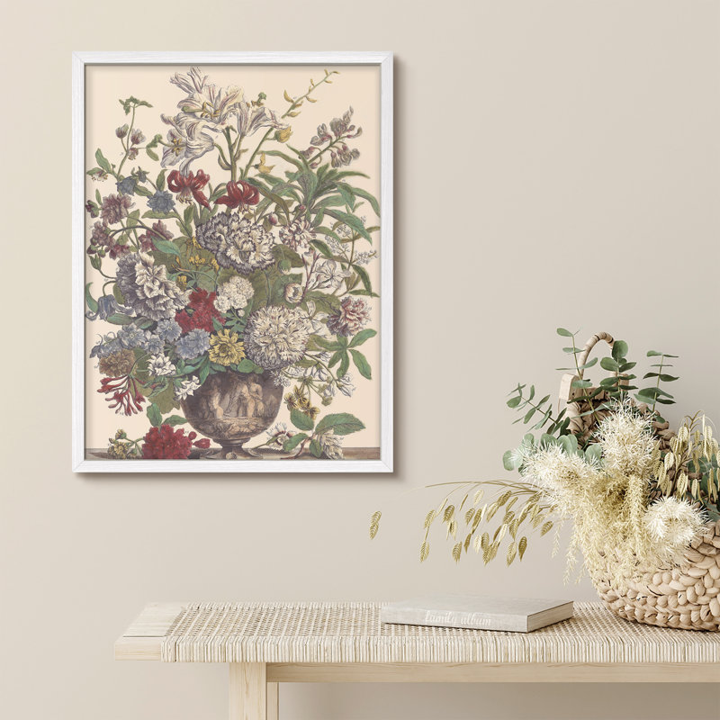 "YUK57, bouquets de fleurs classiques, art floral rustique, affiches, affiches, salle de bain, petit art mural", Blanc