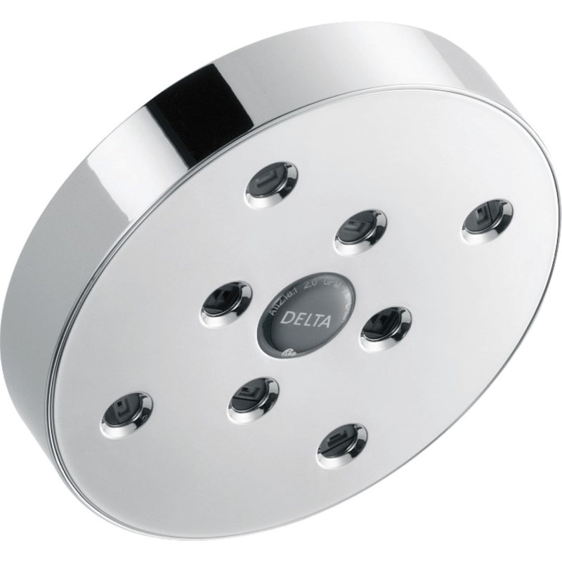 Multi Function Fixed Shower Head with H2Okinetic Technology, Lumicoat Chrome, Round